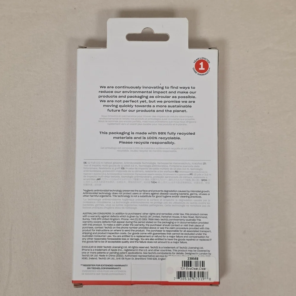 Tech21 Clear Protective Phone Case for 2022 iPhone 6.1
